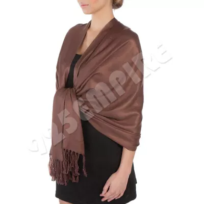 Solid Silk Pashmina Shawl And Wrap Stole Wool Silk Blend Scarf • $7.99