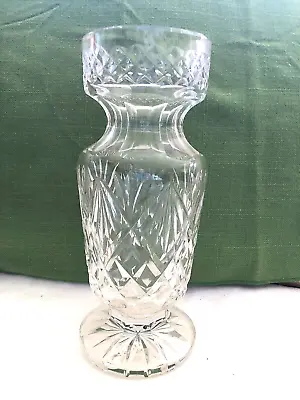 Waterford Crystal Footed Vase 8  Fans Criss-Cross Cuts Ireland Vintage RARE • $133.60