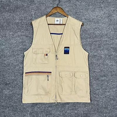 Adidas Vest Mens Small Fishing Khaki Adidas Originals Adiplore Gilet Jacket 2.0 • $34.97