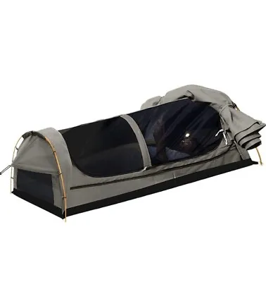 Mountview Double King Single Swag Camping Swags Canvas Dome Tent Hiking Grey Au • $292.23