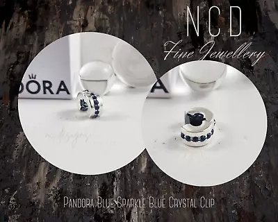 NC Designs Sterling Silver Pandora Blue Sparkle Blue Crystal Clip 791972C01 • $29