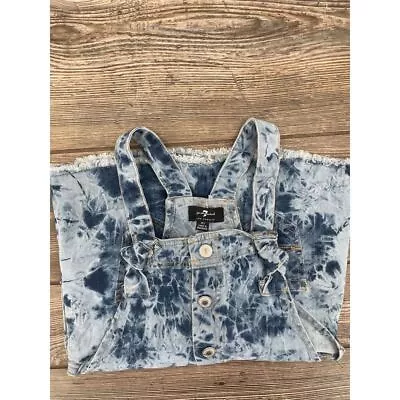 7 For All Mankind Toddler Girls Blue Acid Wash Denim Jean Overall Dress Sz 4T • $10.13