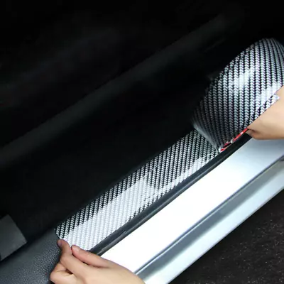 3cm Carbon Fiber Door Plate Sill Scuff Cover Anti Scratch Rubber Car Accessories • $8.55