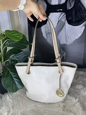 Michael Kors Bag Beige Leather Shoulder Tote Bag Purse • $24