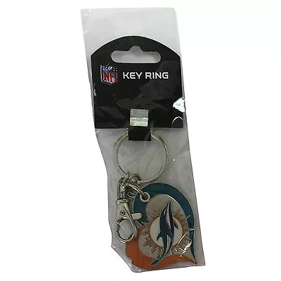 NWT NFL Miami Dolphins Car Truck House Swirl Heart Metal Key Ring KeyChain • $9.78