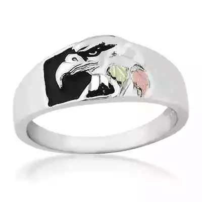 Men's Sterling Silver Black Hills Gold Proud Eagle Ring • $126.91