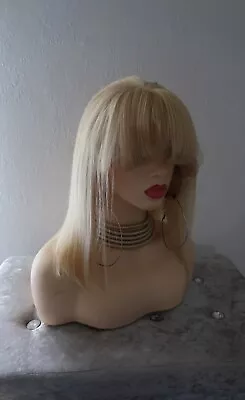 Bang Fringe  613  Blonde Straight Long Lace Front European 100% Human Hair Wig • £249