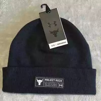 Under Armour UA Project Rock Mens Cuff Knit Stocking Beanie Black Acrylic NEW • $29