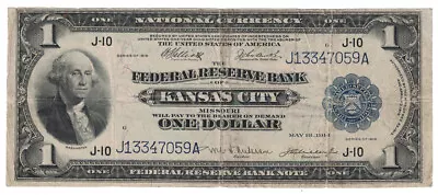 U.S. (Kansas City MO) - Series Of 1918 $1.00 National Currency Banknote • $195