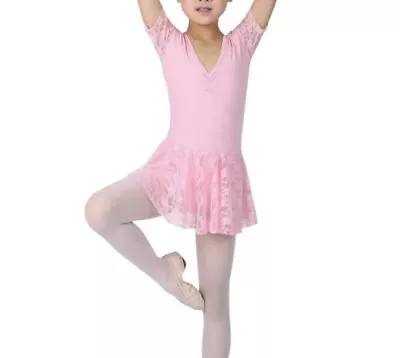 £10.99 • Buy Pink Ballet Leotard/Lace Skirt.Short Sleeve Dress.Age 3-4,5-6 Years.Tutu.UK