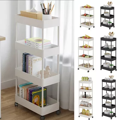 £19.95 • Buy Slide Out Kitchen Trolley Rack Bathroom Holder Storage Shelf Organiser On Wheels