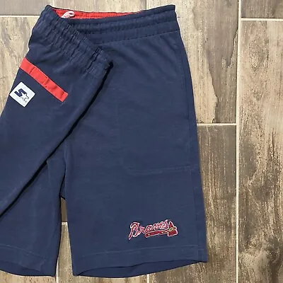 Vintage 90s Atlanta Braves MLB Baseball Starter Drawstring Shorts • $28