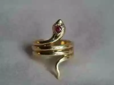 14k Yellow Gold Over Lab Created Red Ruby Women Cocktail Vintage Snake-Coil Ring • $93.12