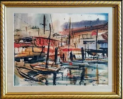 Maurice Logan (1886 - 1977) - Original Watercolor Painting - California  Docks • $1450