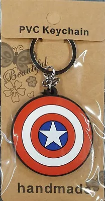 Rubber PVC Marvel Captain America Shield The Avengers Keyring UK Seller Free P&P • £3.95