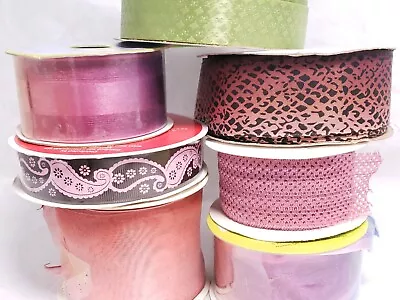 Mixed Ribbon Lot  Rolls Craft Ribbon Crazy Funky Color Change Holographic Wired • $10.08