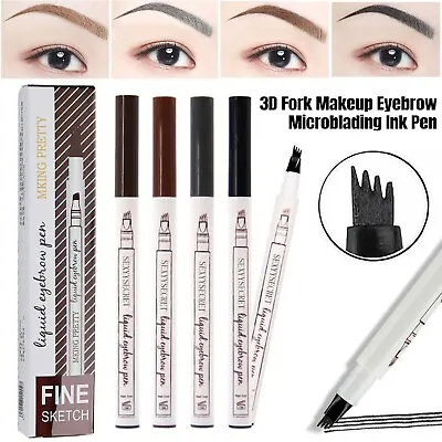 3D Eyebrow Tattoo Pen 4 Fork Tip Microblading Ink Sketch Waterproof Brow Pencil • $7.99