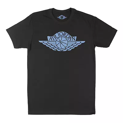 Air Jordan 1 UNC Toe T Shirt - Black/UNC Blue - Retro Wings Logo • $17.99