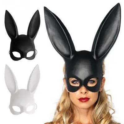 Rabbit Mask Cute Bunny Long Ear Masquerade Party Cosplay Costume Black White New • $8.99