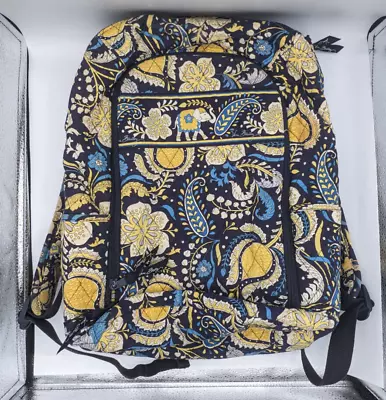 Vera Bradley Backpack Ellie Blue Yellow Side Zip 14  Laptop Sleeve Elephant • $20