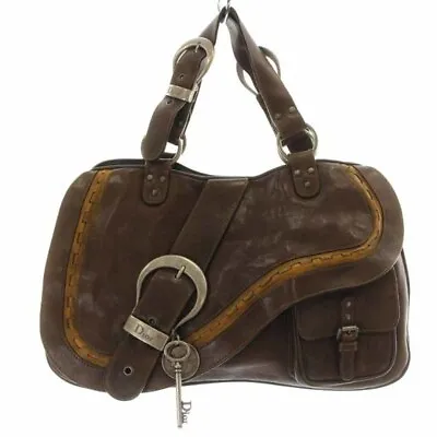 £603.23 • Buy Dior Christian Gaucho Bag Handbag Leather Lined Logo Brown /YI1 Used
