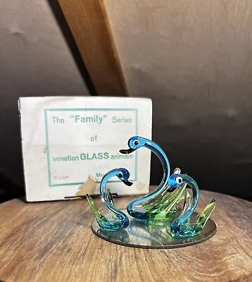 RARE!! 1950s MCM Murano Glass Swan Family Trio • $99