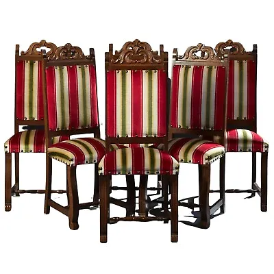 Chairs Dining Spanish Renaissance Style Set Of Six Carved Oak Vintage 1900 • $1622.50