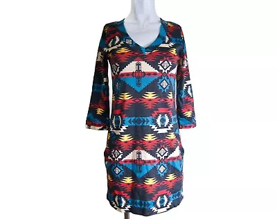 Veronica M Aztec Long Sleeve Mini Dress Size XS Women's Made In USA • $24.65