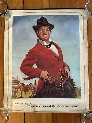 Vintage The Gay Philosopher Henry Major Print 16x20 Metal Hanger Horse Cowboy • $19.99