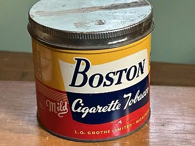 Vintage Empty BOSTON Cigarette Tobacco Tin Can 4.25  Montreal 65¢ Printed Price • $44.99