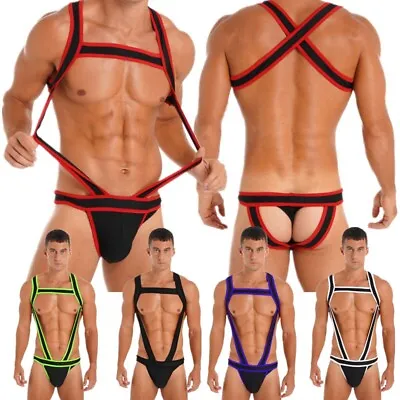 US Men Elastic Jockstrap Bodysuit Body Chest Harness Lingerie Leotard Underwear • $7.59