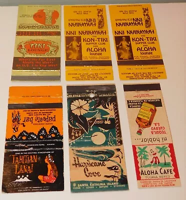 Vintage Hawaiian Tiki Hula Girl Matchbook Cover Lot Of 6 Girlie Risque Pinup • $9.99