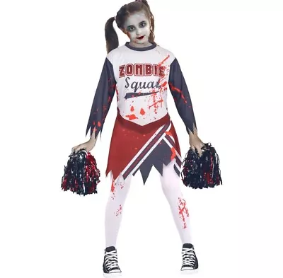 Kids Girls Zombie Cheerleader Halloween Costume Parties Outfit 3-5 Yrs • £9.99