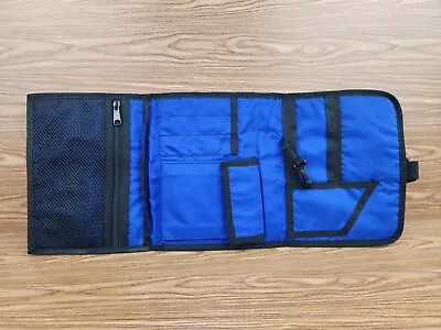 L.L. Bean Travel Bag Black Blue Nylon Hanging Tri-Folding Shower Caddy Organizer • $17.79