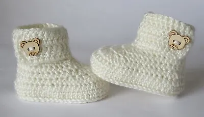 Baby Handmade Knitted Crochet Booties Shoes / Newborn-3 & 3-6 Months • $9.50