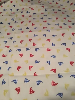 Sailboat Fabric Remnants White Primary Colors 2 Pcs Waffle Weave F16 • $15