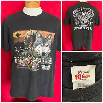 VINTAGE Daytona Beach Bike Week Native American Indian HDMC Harley Shirt Large • $16.90