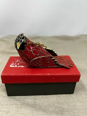 Vintage Cloisonne Enameled CARDINAL Red Bird CHRISTMAS Ornament • $29.99