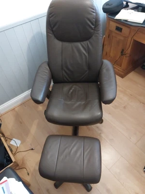 £80 • Buy Leather Recling Chair And Foot Stool