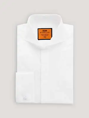 Poplin Dress Shirt Hidden Placket 100% Cotton | Cutaway Collar | French Cuff | C • $39.20