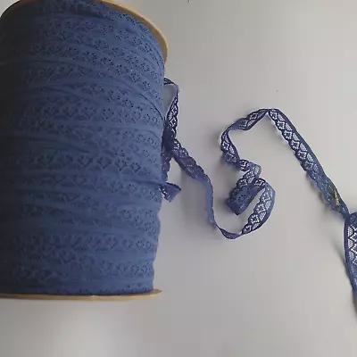 FULL ROLL Over 250 Metres Of Dusky Blue Polyester Narrow  Doll Lace 11mm Wide • £10