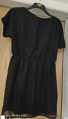 NWT Black Shimmer Fit & Flare Mini Dress Size 10 QED London • £12.99