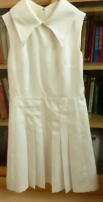 £17 • Buy Vintage Original 1960's White Pleated Skirt Collared Dress Lined With Belt Loops