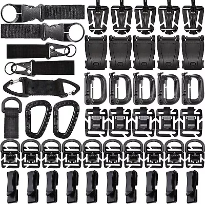 Molle Accessories Kit Of 48 Attachments Clips Plastic Elastic Strings Black New • $20.75