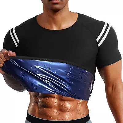 Men's Sauna Shirt Heat Trapping Sweat Compression Waist Trainer Vest Body Shaper • $18.13