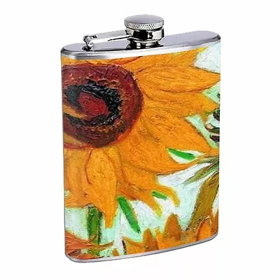 Vincent Van Gogh Flask D7 8oz Stainless Steel Sunflowers • $14.95