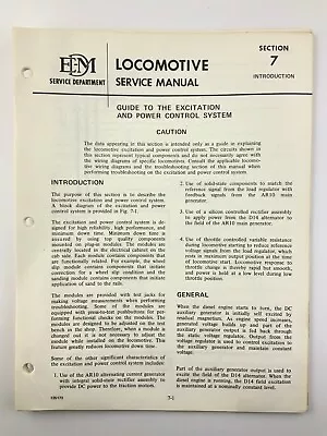 $42.50 • Buy Power Control 1972 EMD Electro Motive Division SD40-2 Locomotive Manual X024
