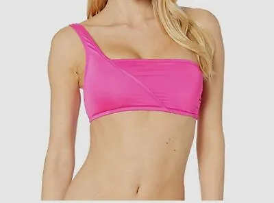 $86 Seafolly Women's Active Pink One Shoulder Bandeau Bikini Swim Top USA Size 2 • $10.38