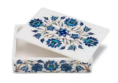 Marquetry Art Decorative Box For Hotel Decor Rectangle White Marble Jewelry Box • $255