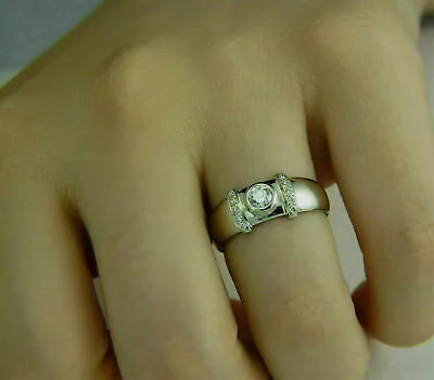 1.8ct Lab Created Round Cut Diamond 14k White Gold Mens Engagement Wedding Ring • $231.68
